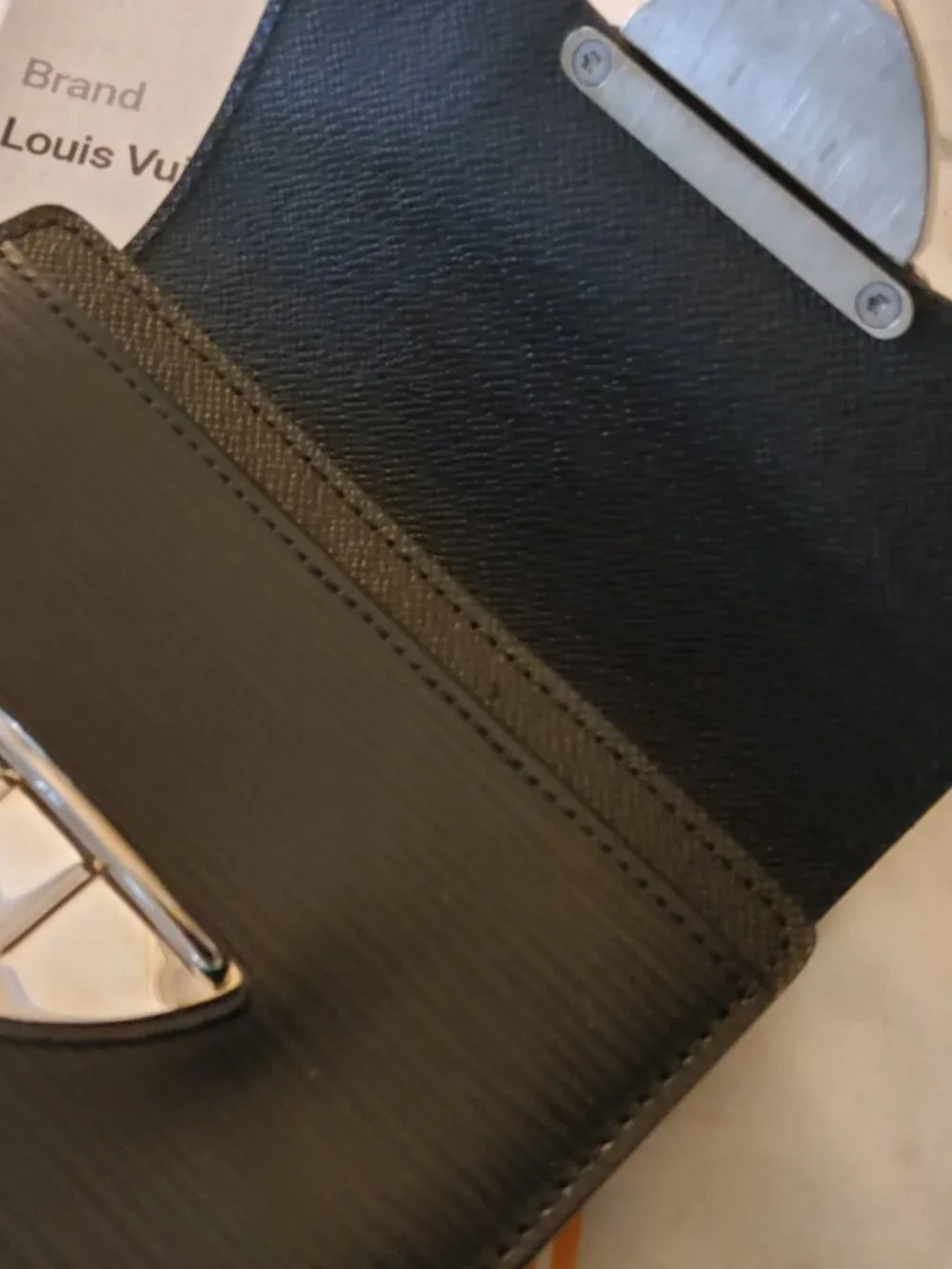 Like New Louis Vuitton Epi Leather and Silver Black Wallet with COA
